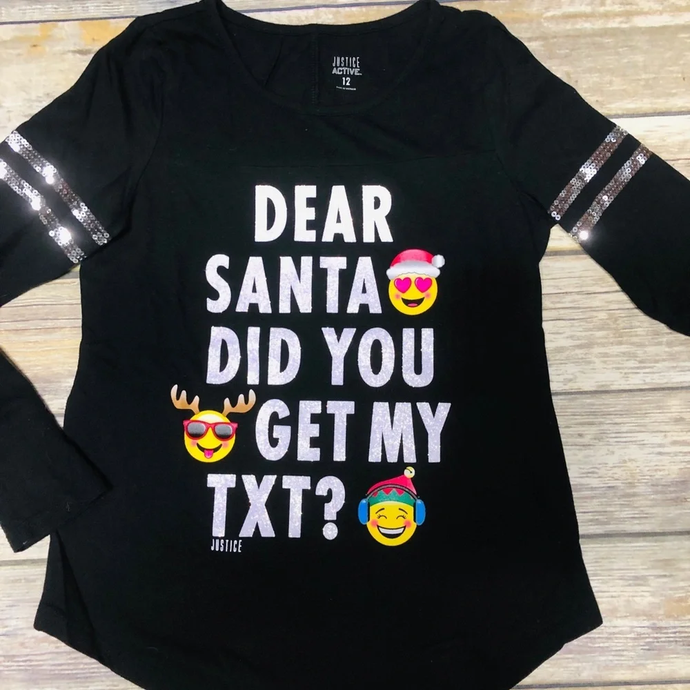 Justice adorable long sleeve Christmas shirt! Size 12